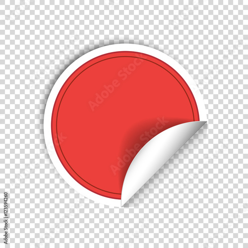 Red paper stickers on transparent background. Round sticker labels stamp. Vecror 