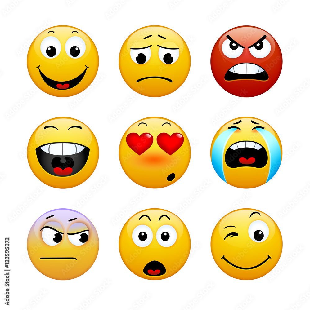 Set of emoticons on white background. Vector illustration of icons Set of emoticons on white background. Vector illustration of icons