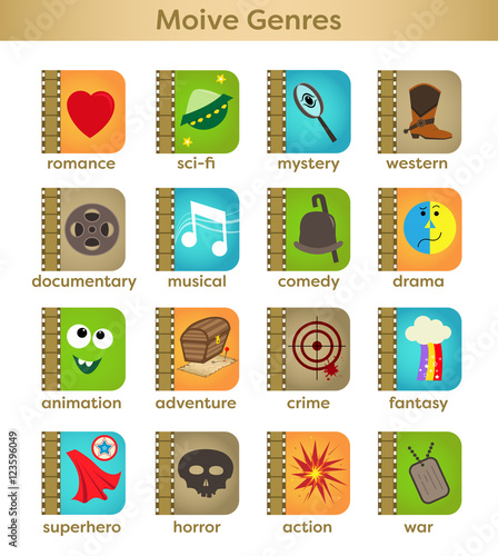Movie Genres - Set of sixteen movie genres icons. Eps10