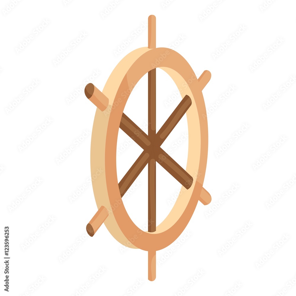 Wooden ship wheel icon. Cartoon illustration of ship wheel vector icon for web