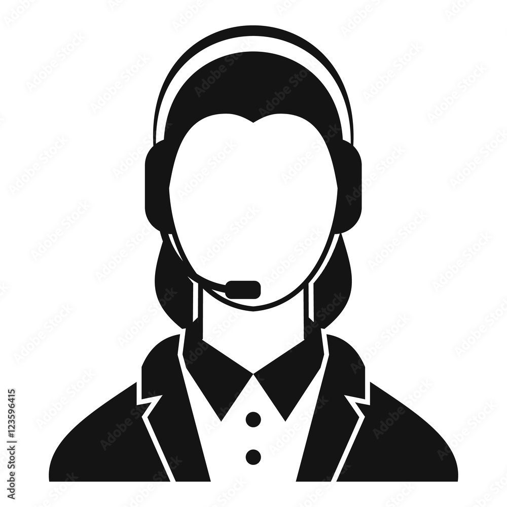 Support phone operator in headset icon. Simple illustration of phone operator in headset vector icon for web Support phone operator in headset icon. Simple illustration of phone operator in headset vector icon for web