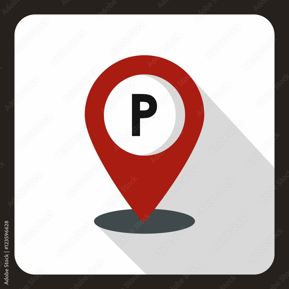 Parking, map pin icon. Flat illustration of map pin vector icon for web Parking, map pin icon. Flat illustration of map pin vector icon for web