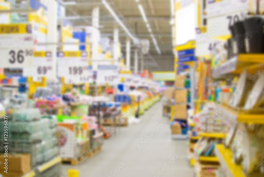 supermarket in blurry for background