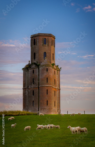 Horton Tower, a folly in East Dorset at sunset