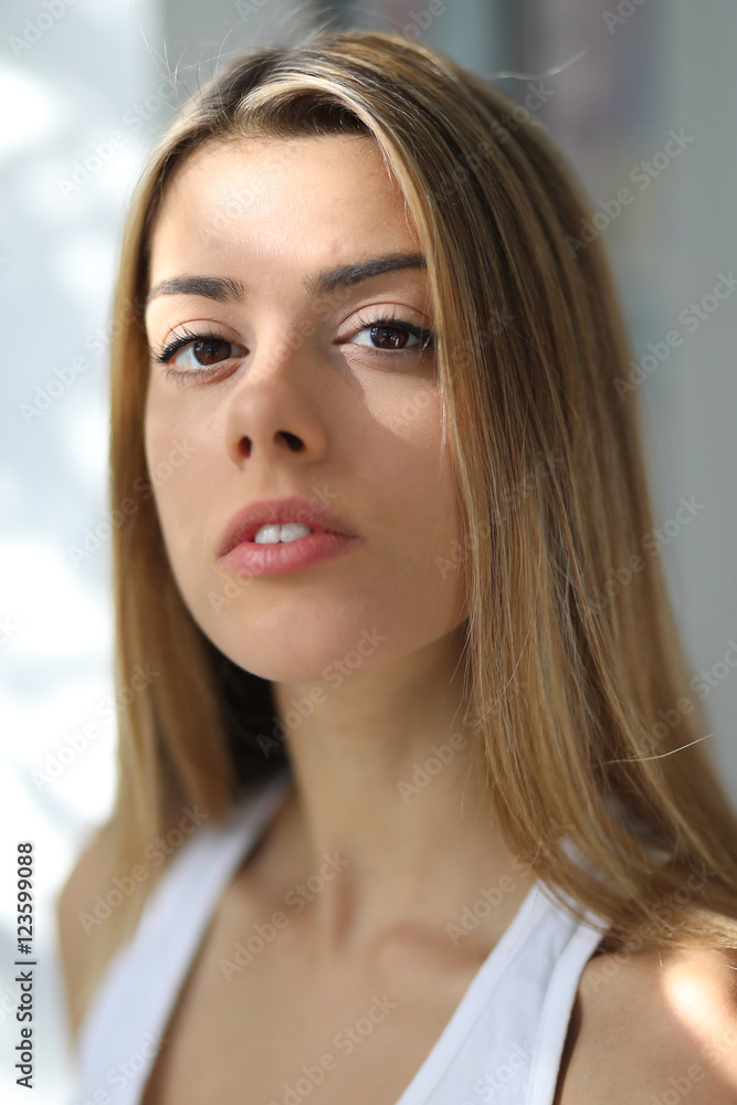 Head Shot of a Beautiful Blond Woman with Brown Eyes Head Shot of a Beautiful Blond Woman with Brown Eyes