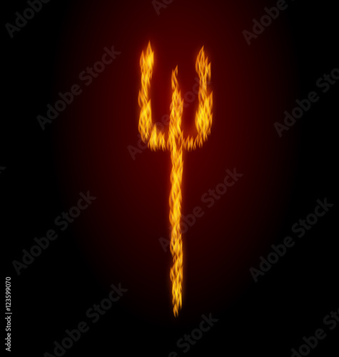 Concept Fire Trident on Black Background