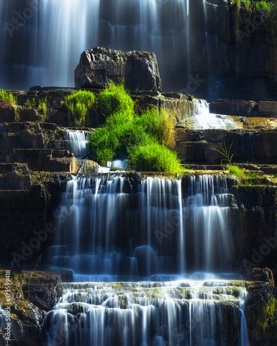 Tropical rainforest landscape with flowing Pongour waterfall. Da Lat, Vietnam photo