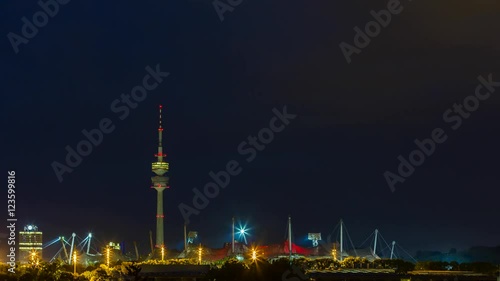 Olypiastadion, Olympiaturm, Konzert bei Gewitter im Zeitraffer-Timelapse