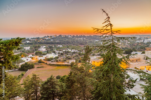 sunset on the Itria valley around Locorotondo