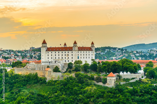 Canvas Print sunset over bratislava castle, slovakia