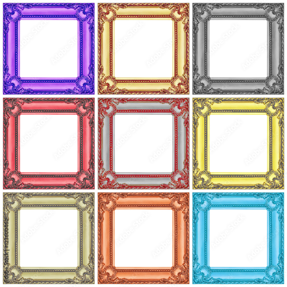 set of colorful wooden frames isolated on white set of colorful wooden frames isolated on white