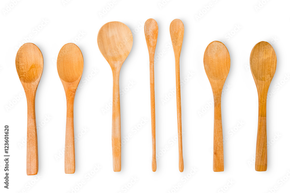 Set of the wooden spoons isolated on white background Set of the wooden spoons isolated on white background