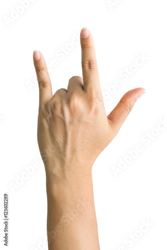 Hand in I love you,Love hand sign,hand language, Isolated on white with clipping path included