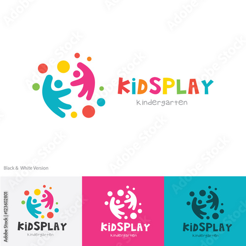Kids logo, kids play logo, kindergarten logo, toy logo