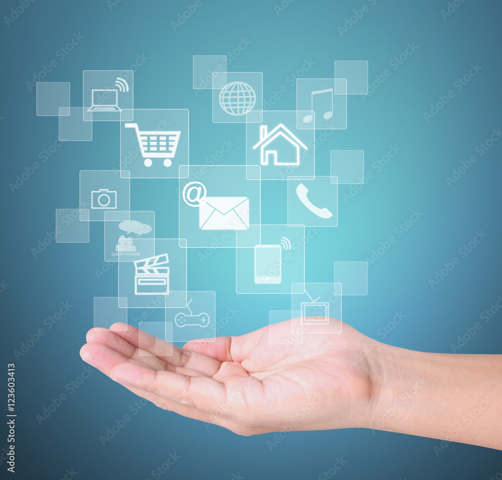 social buttons in hand social buttons in hand