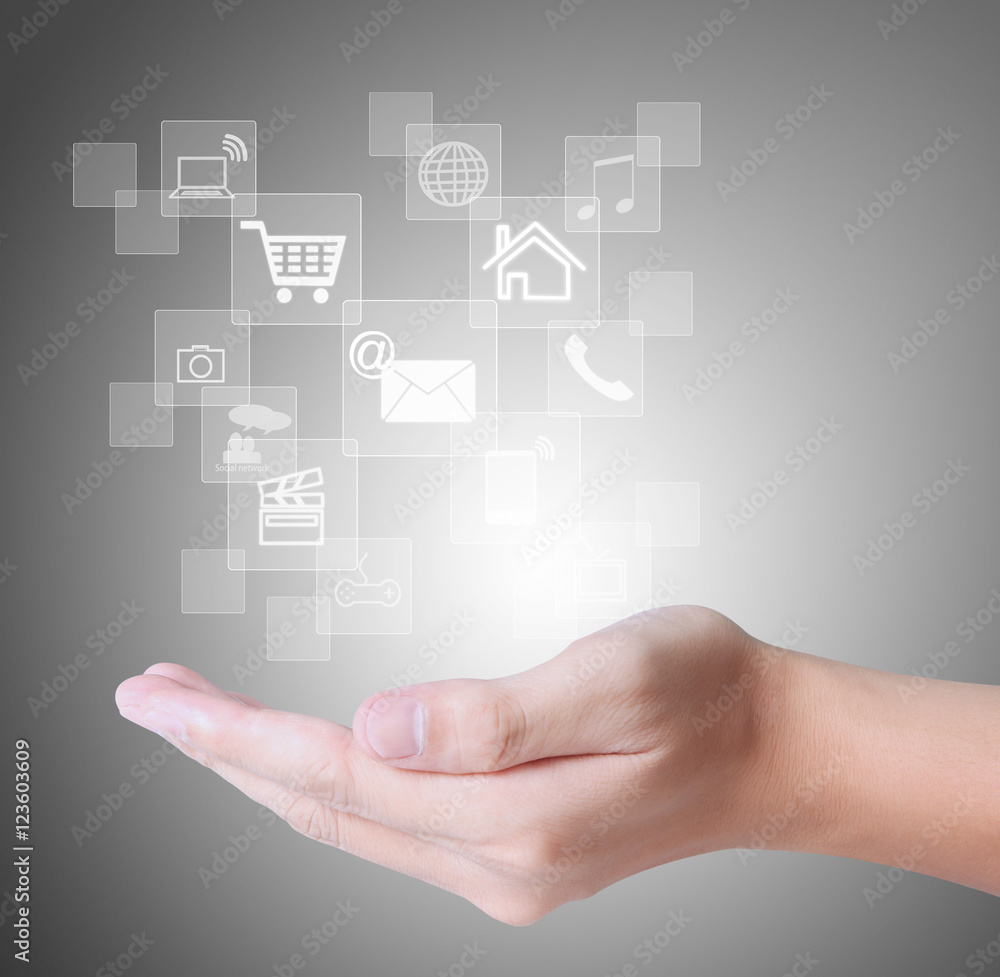 social buttons in hand social buttons in hand