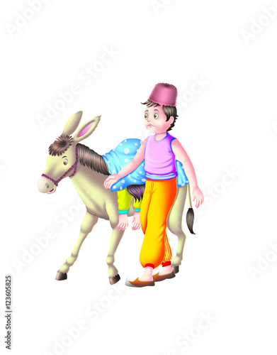 Boy with a donkey carries a...