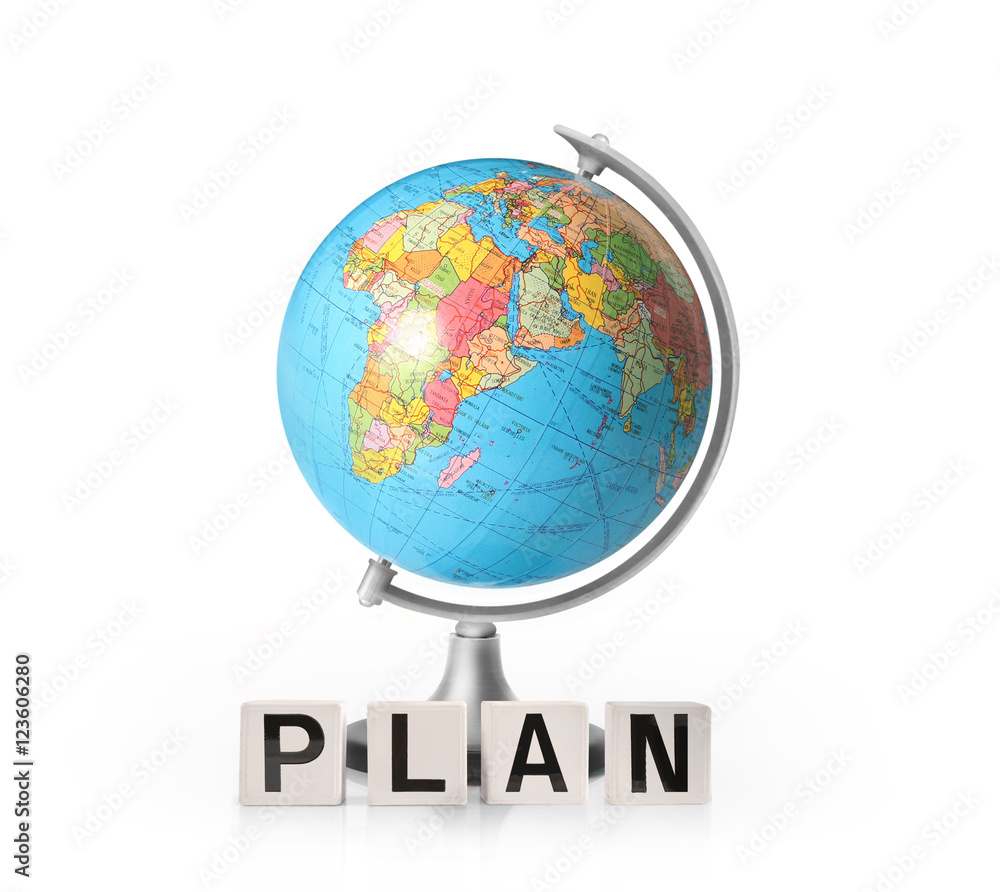 Naklejka premium Globe on stand isolated