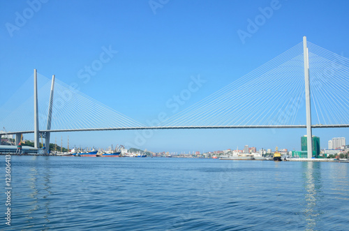 Владивосток, вид на вантовый мост через бухту Золотой Рог с набережной Цесаревича © irinabal18