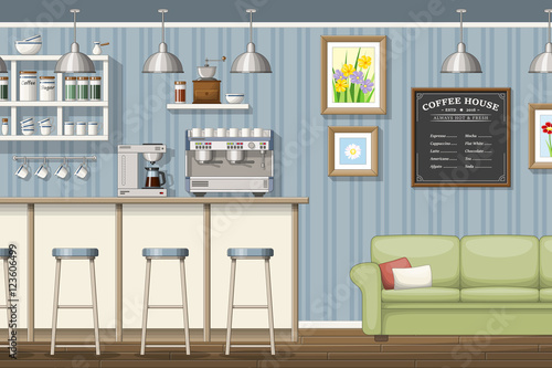 Illustration of a classic coffee shop