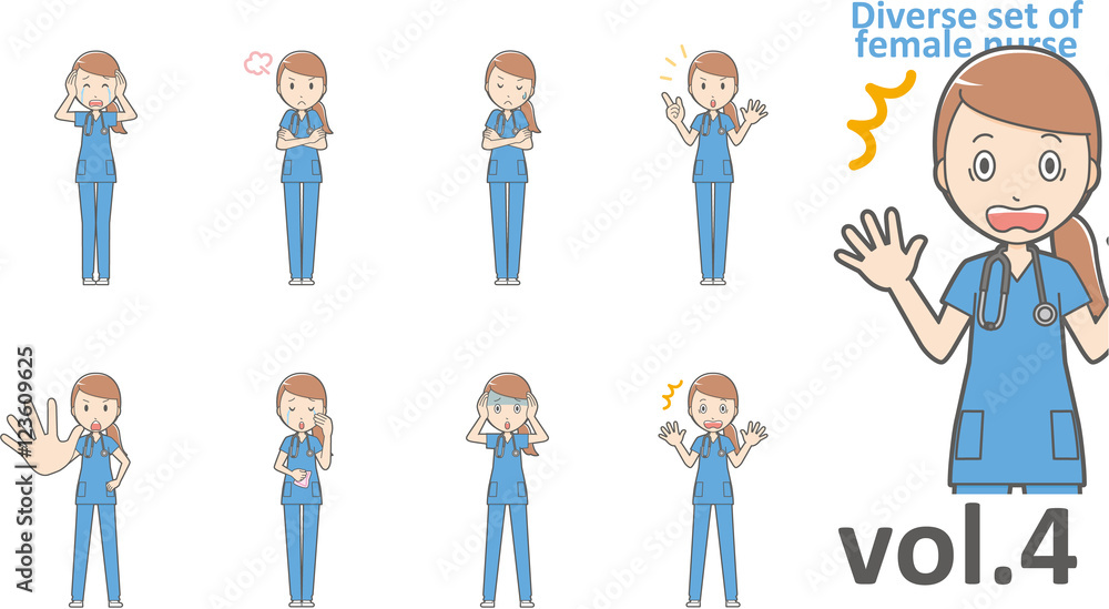 Diverse set of female nurse , EPS10 vector format vol.4 Diverse set of female nurse , EPS10 vector format vol.4