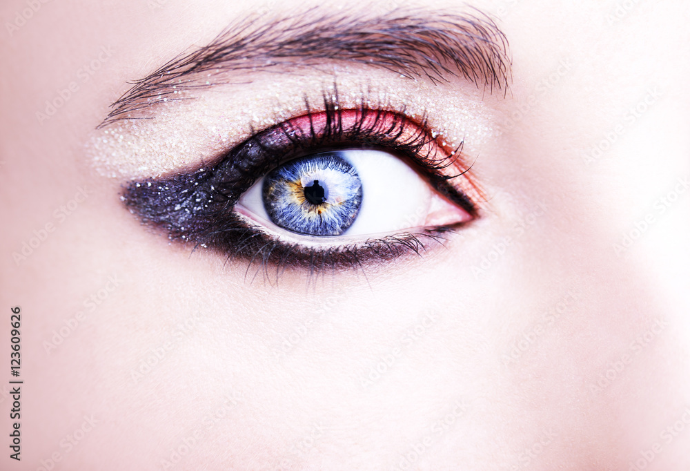 Eye Makeup. Beautiful Eyes Glitter Make-up. Holiday Makeup detail Eye Makeup. Beautiful Eyes Glitter Make-up. Holiday Makeup detail