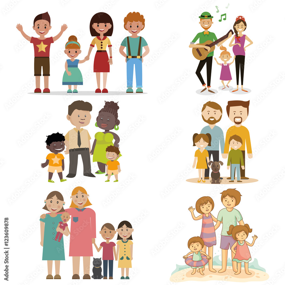 Not ordinary set family, vector illustration