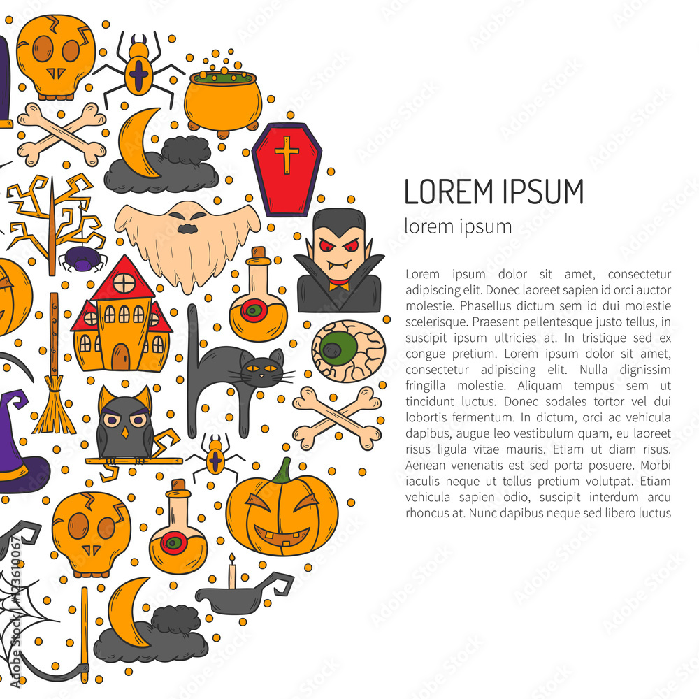 Fototapeta premium Vector cartoon hand drawn Halloween background