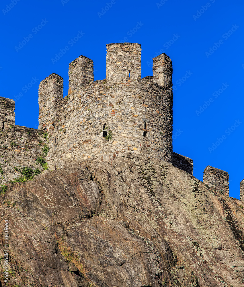 Part of the Castelgrande fortress in the city of Bellinzona, Switzerland