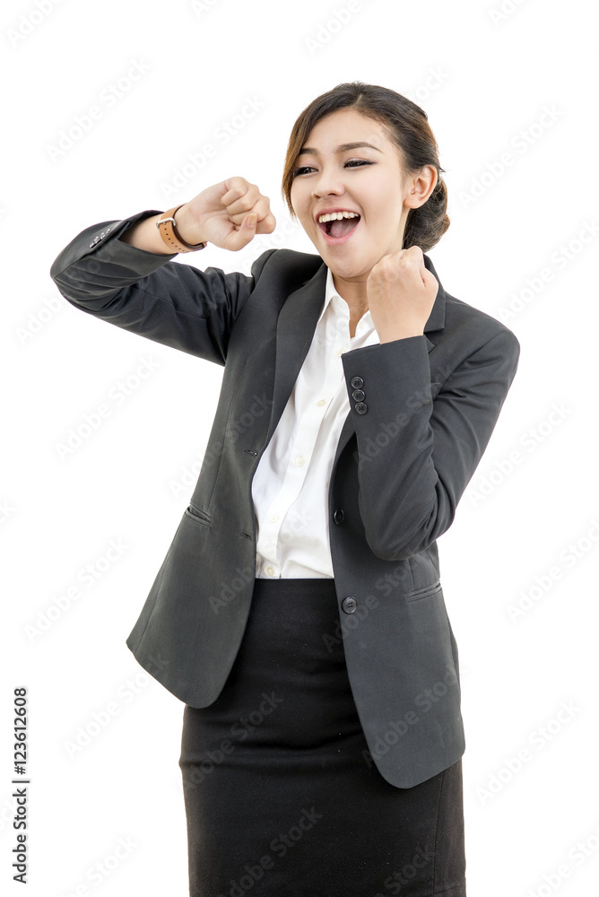 Successful business woman with arms crossed - isolated over whit Successful business woman with arms crossed - isolated over whit