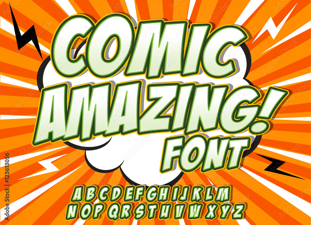 Alphabet collection set. Comic pop art style. Letters, numbers and figures for kids' illustrations, books Alphabet collection set. Comic pop art style. Letters, numbers and figures for kids' illustrations, books