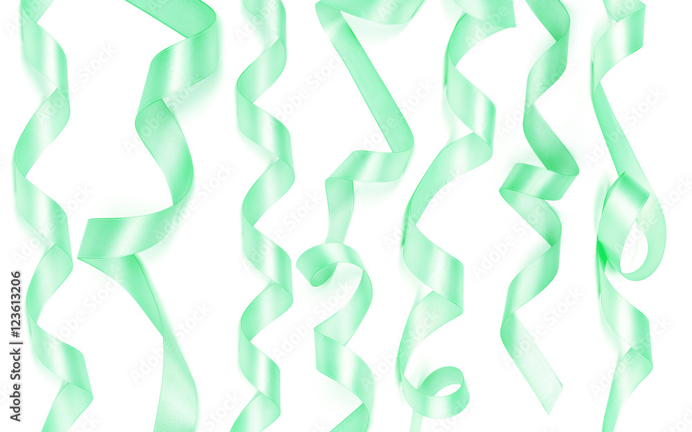 a green ribbon isolated on white background a green ribbon isolated on white background