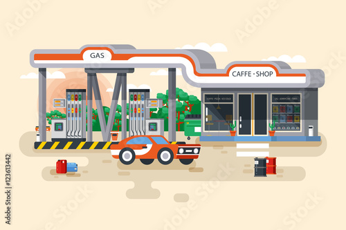 Vector illustration of gas and petrol filling station