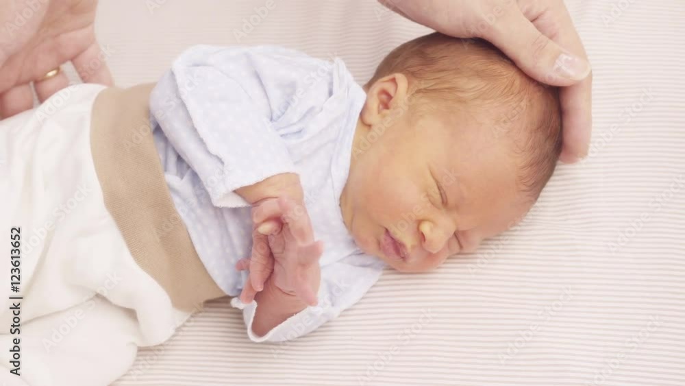Mother caresses the newborn.
Mother caresses the newborn.