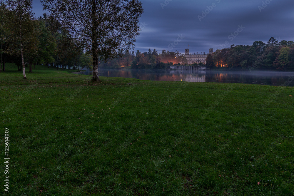 Gatchina palace at night/ Gatchina palace and park, Leningrad region, Russia