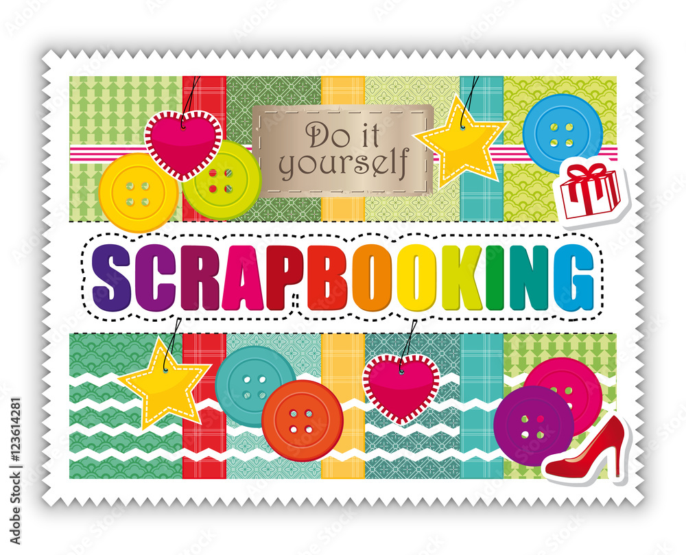 Scrapbooking arts and crafts vector card