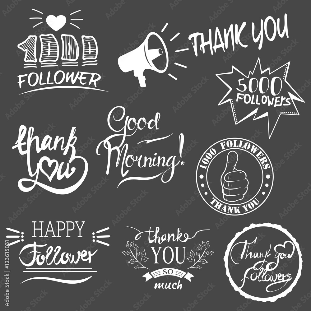 Fototapeta premium Set of vintage Thank you badges, labels