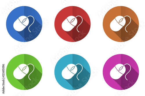Flat design colorful mouse vector icons