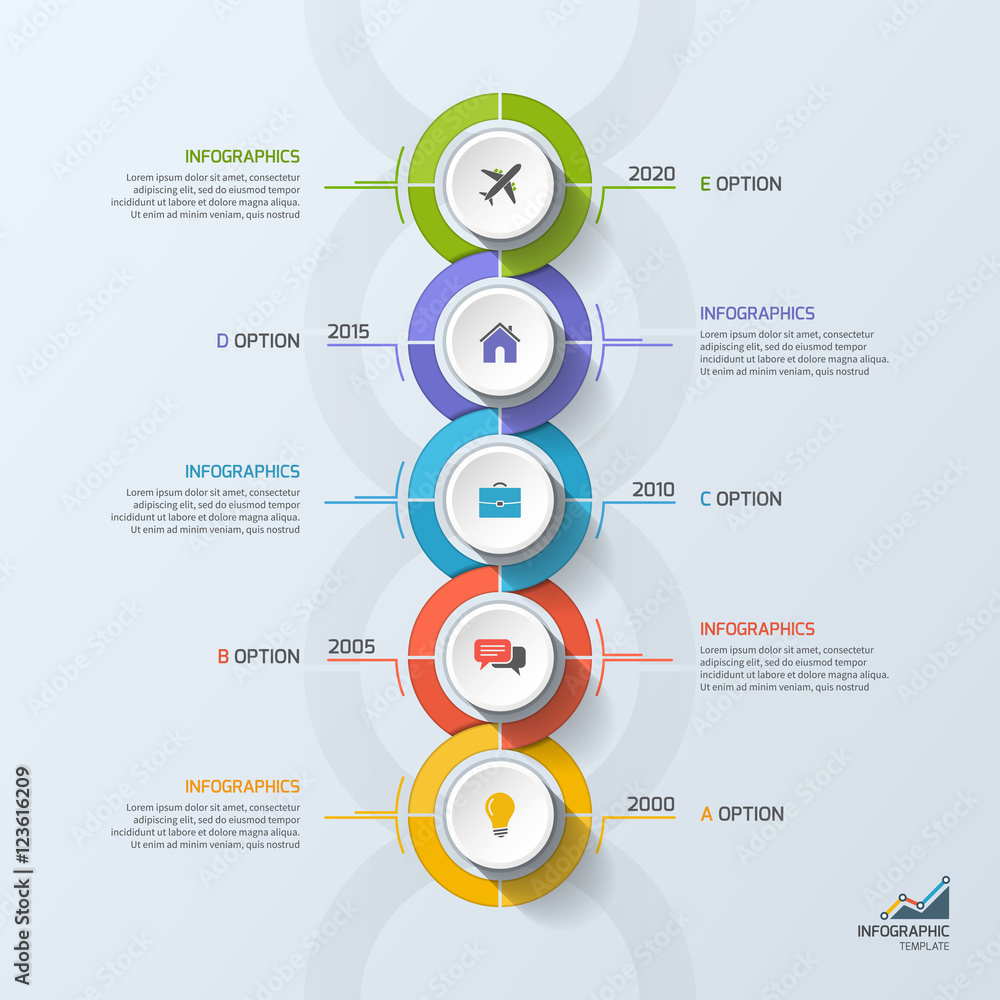 Timeline business infographic template with 5 steps, processes, parts, options. Vector illustration. Timeline business infographic template with 5 steps, processes, parts, options. Vector illustration.