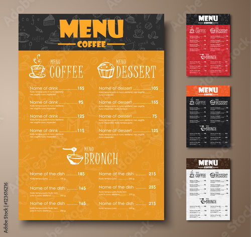 Design a menu for the cafe, shops or coffee shops with hand draw