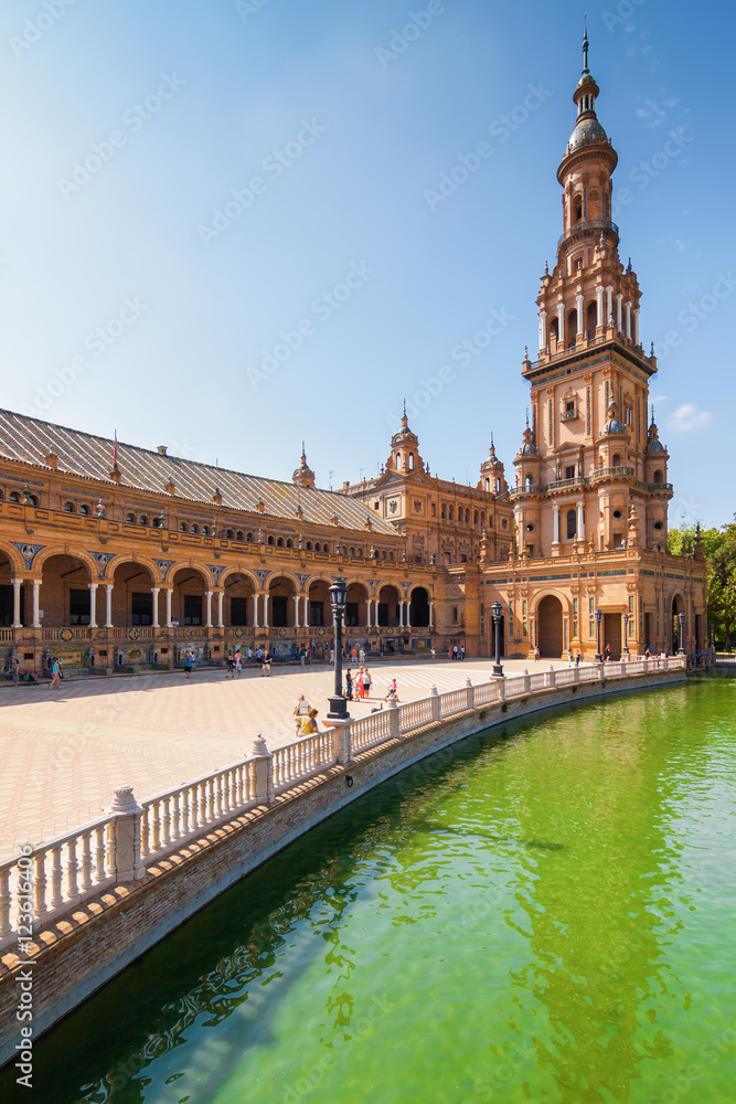 Architectural Complex of Plaza de Espana in Sevilla, Andalusia province, Spain.