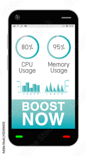 smartphone with task manage boost application