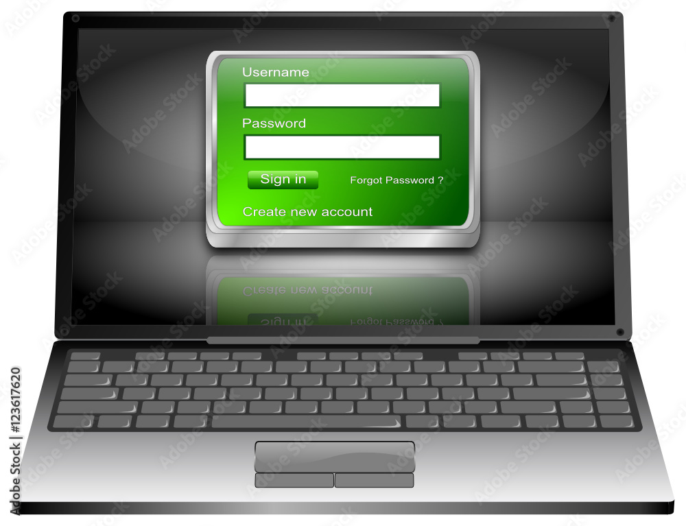 Laptop Computer with Login Screen - 3D illustration