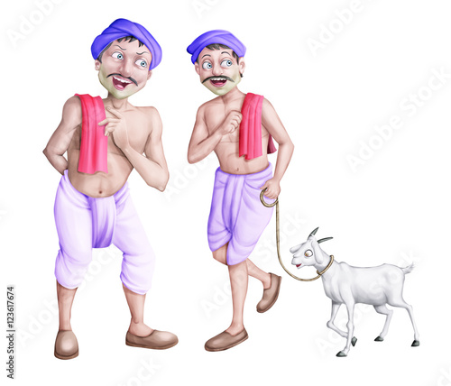 Brahmin and goat, man