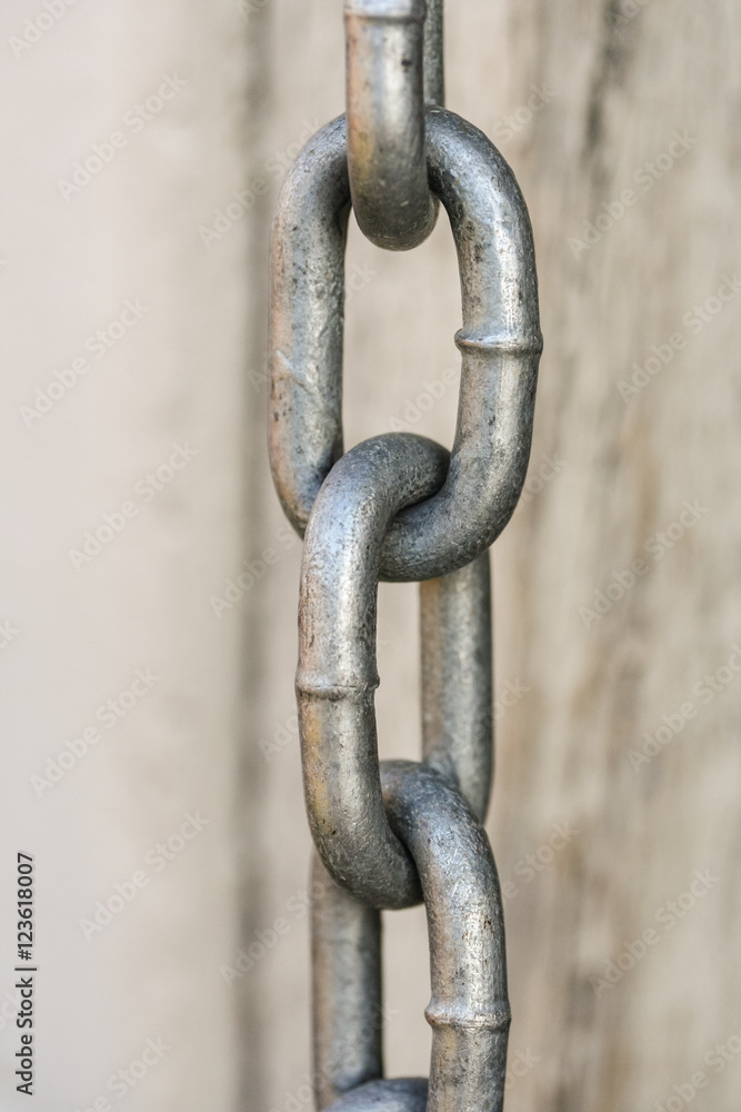 Close up of metal silver chain links Close up of metal silver chain links