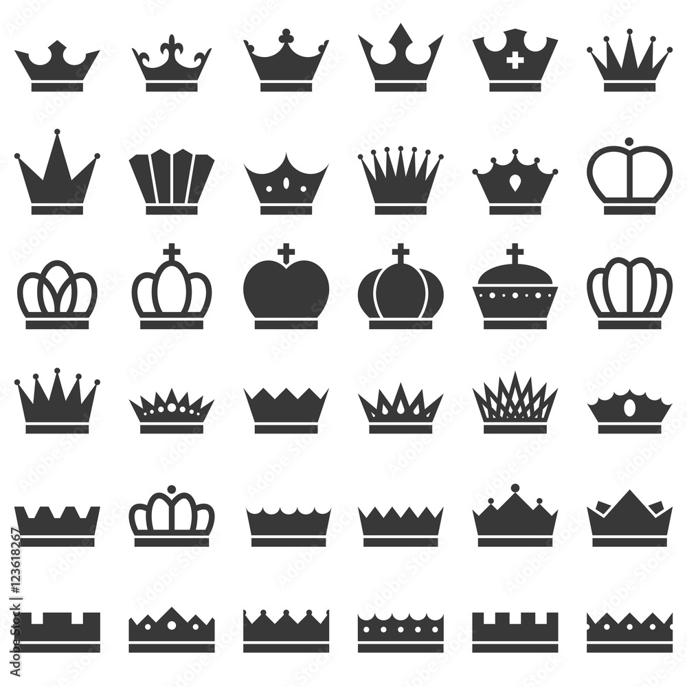 Vector crowns icons set Vector crowns icons set
