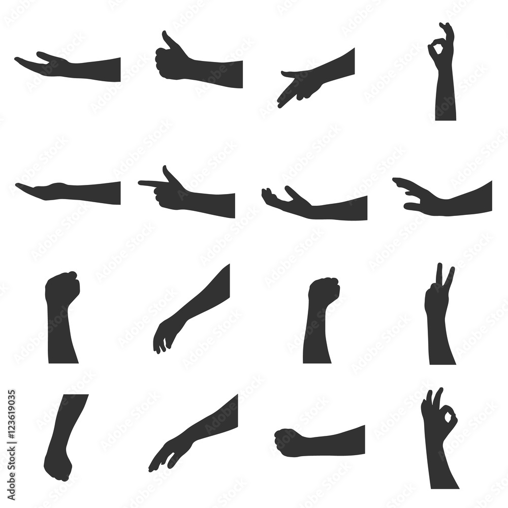 Hand silhouette - vector illustration icon set