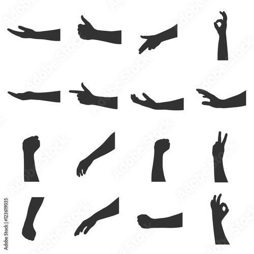 Hand silhouette - vector illustration icon set