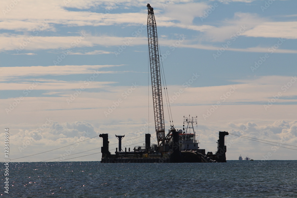 A cable laying rig off the coast of Sussex