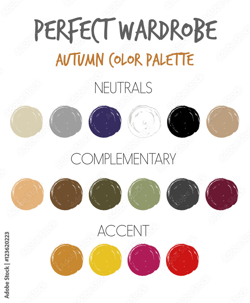 Vettoriale Stock Wardrobe seasonal color palette vector - autumn | Adobe  Stock